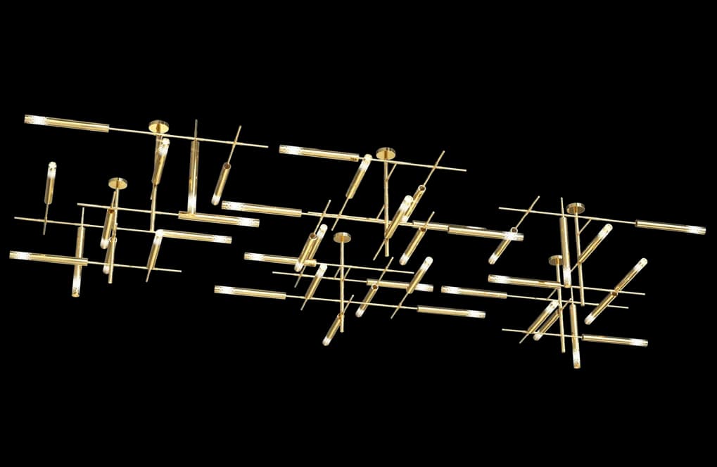 Freeform Rod Canopy branched linear rod arrangement on black
