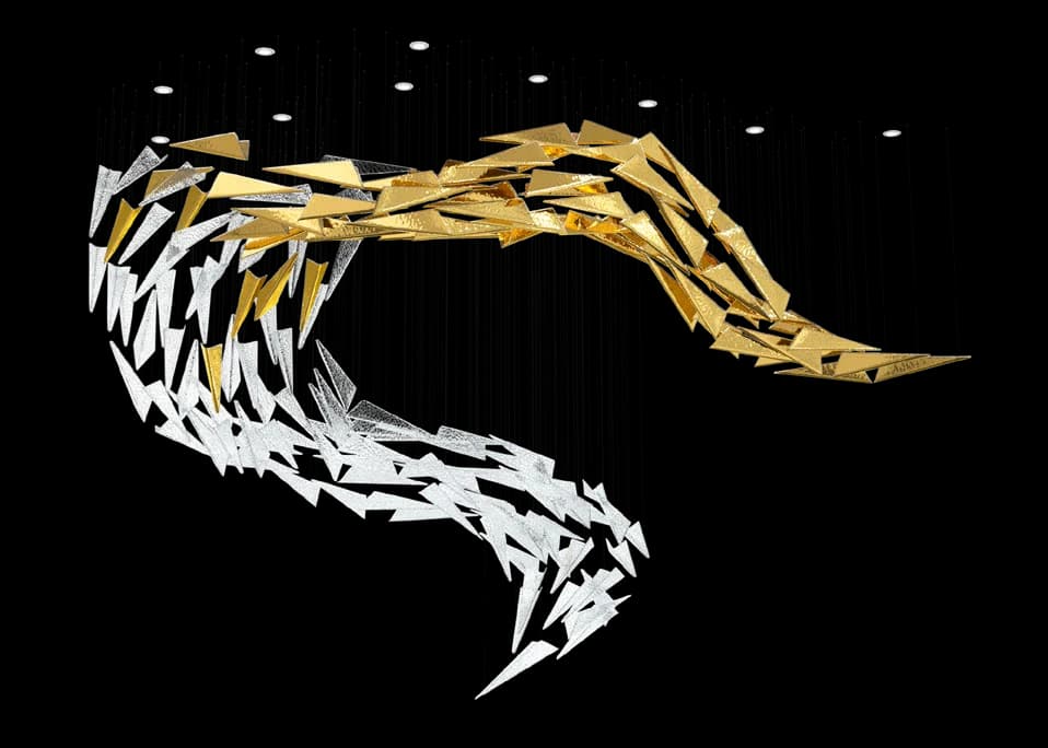 Linear Prism Composition layered gold-and-clear prism arrangement on black
