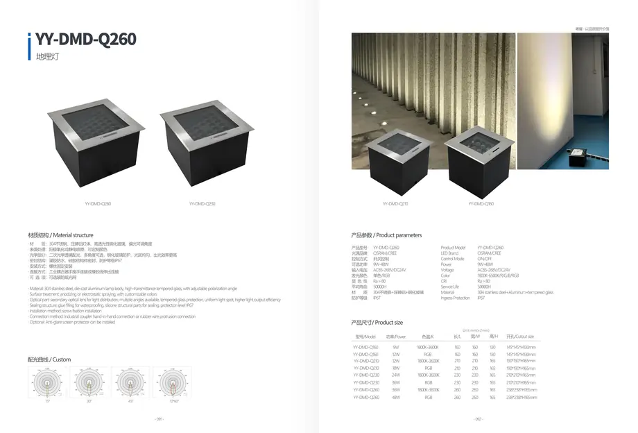 LED Underground Step Light YY-DMD-P250 outdoor lighting product detail