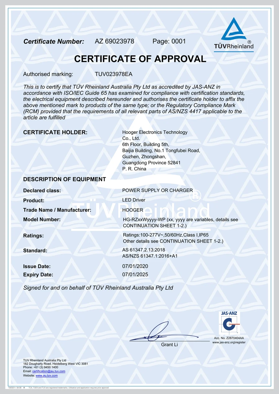SAA IP65 certificate preview