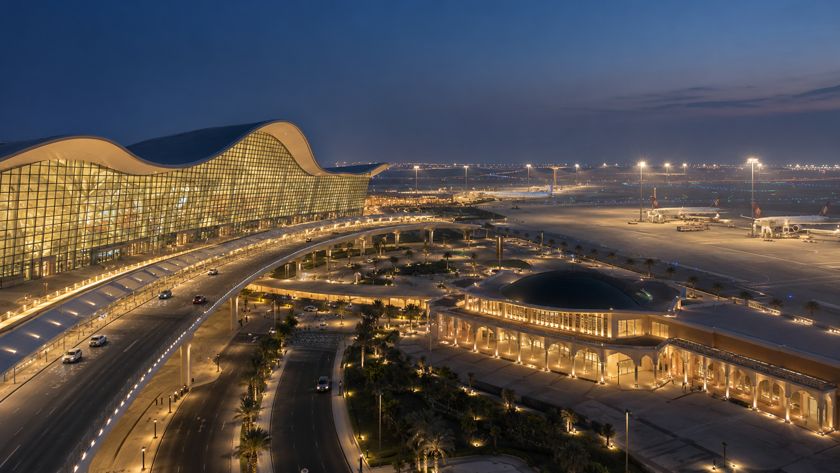 Illustrative concept render for airport landside access road lighting