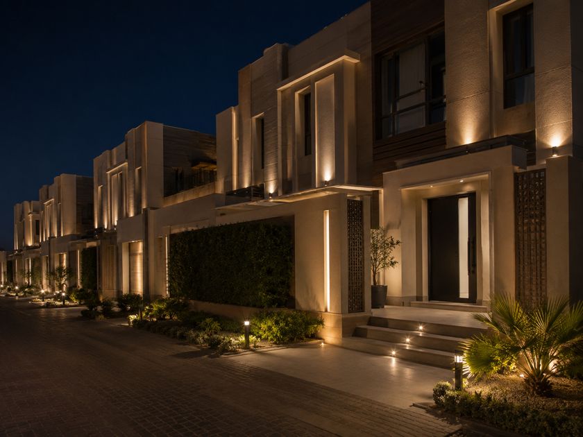 Illustrative concept render for townhouse porch outdoor lighting
