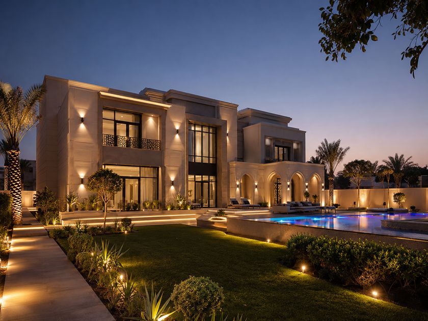 Illustrative concept render for Gulf villa community lighting