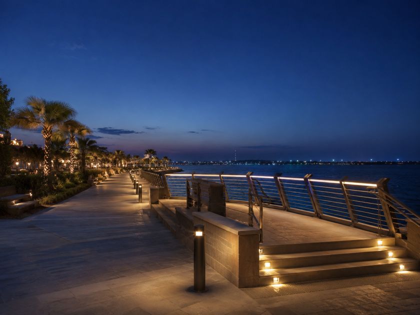 Illustrative concept render for Gulf waterfront promenade lighting