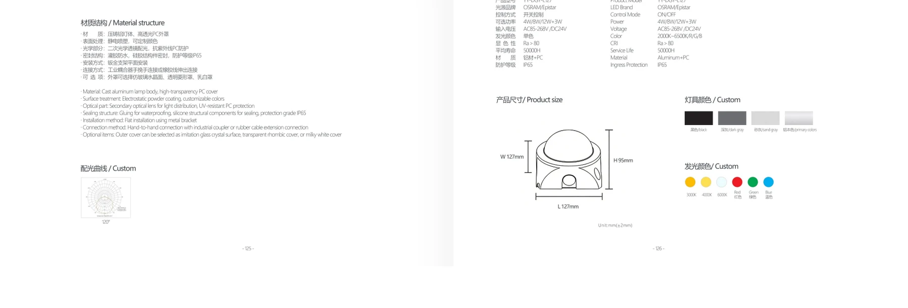 YY-DGY-L127 catalogue dimension drawing