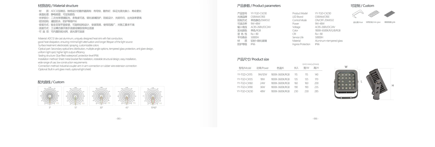 YY-TGD-CX230 catalogue dimension drawing