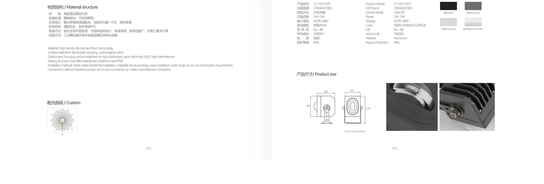 رسم أبعاد YY-YSG-FX15 من الكتالوج