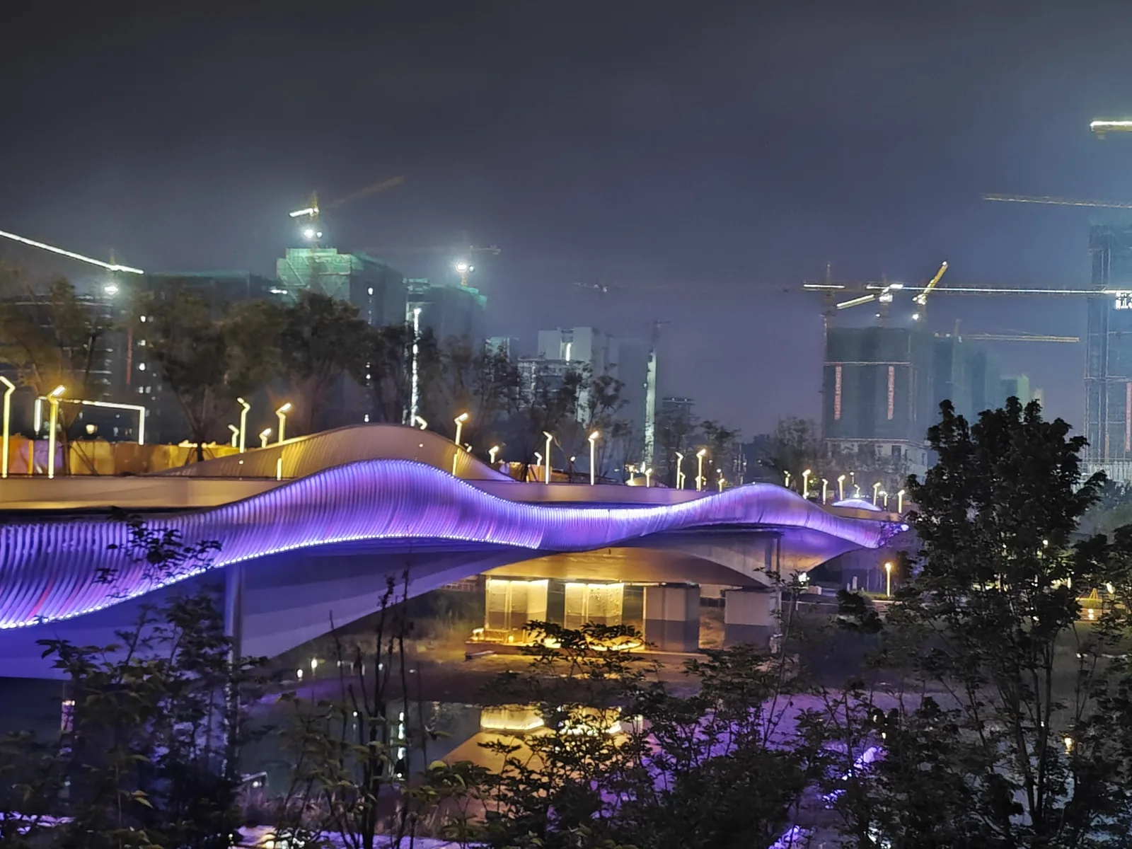 Lake Dumat Al-Jandal bridge RGB lighting context view