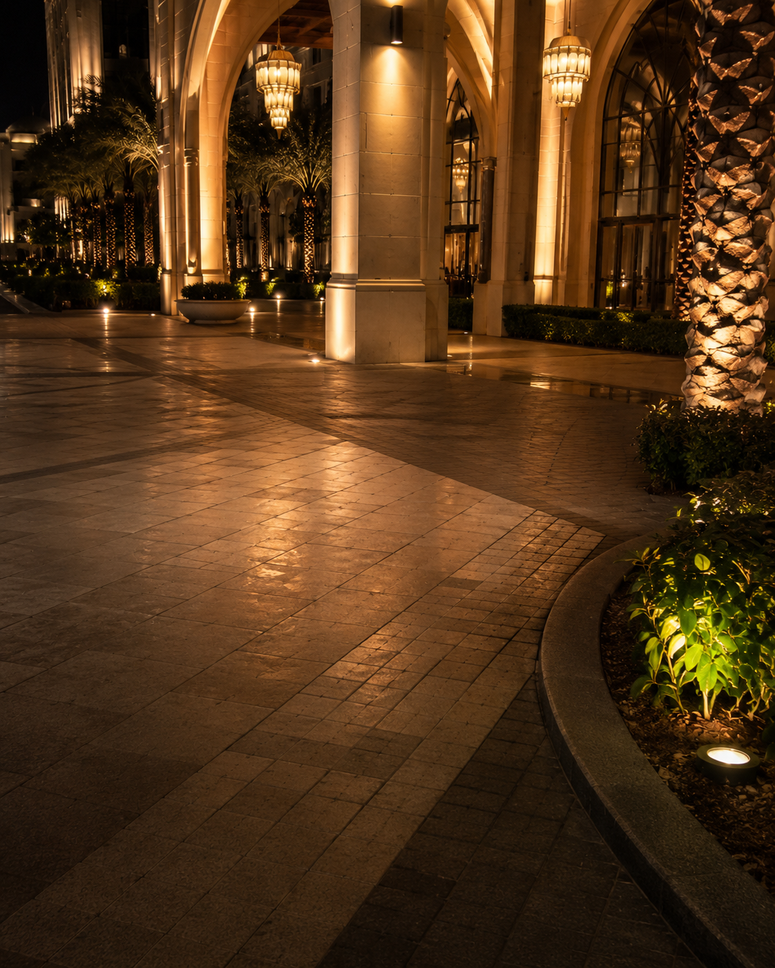 W Abu Dhabi Yas Island arcade atrium panorama lighting