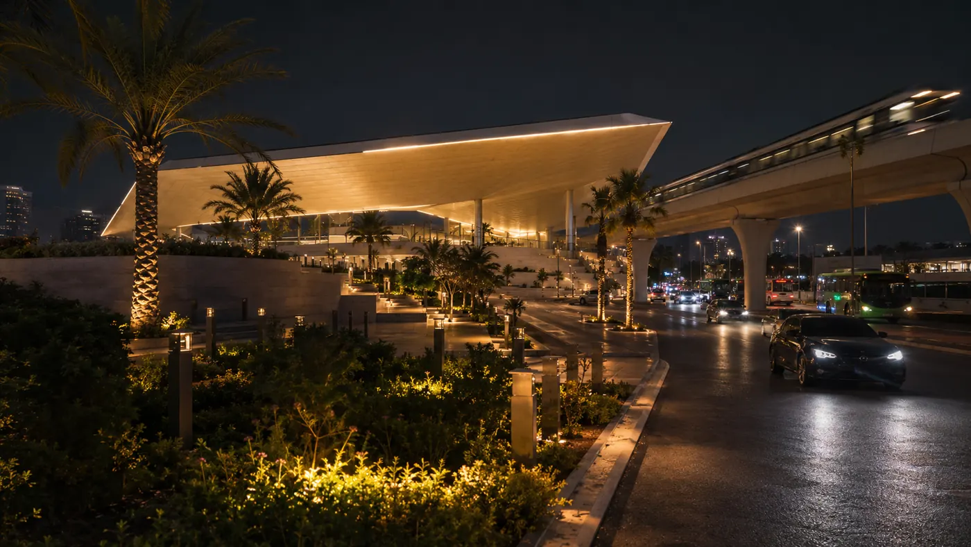 Metro entrance outdoor lighting scene design