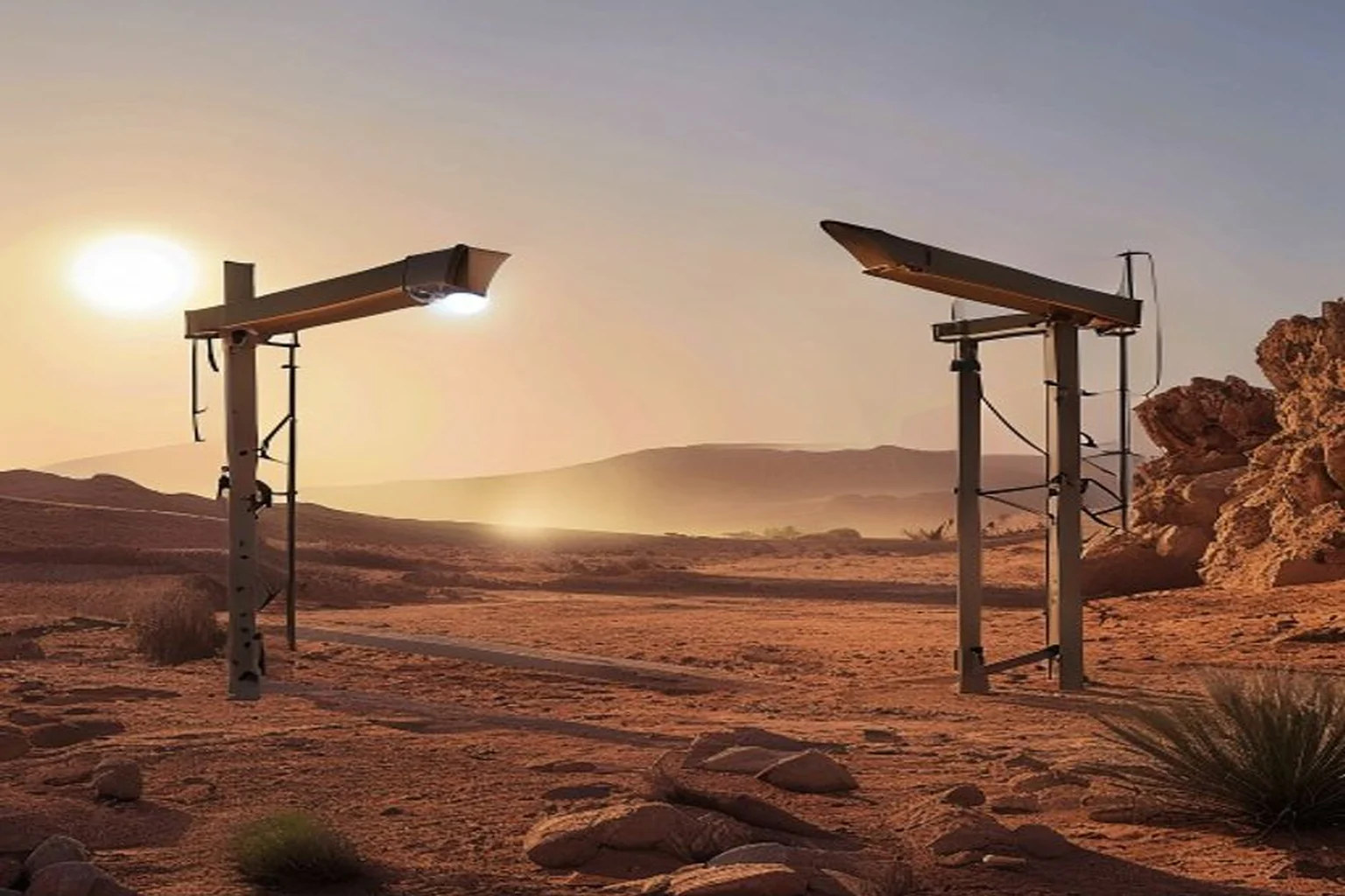 Photoreal Saudi outdoor lighting decision context for Specifying Outdoor Lighting for Saudi Desert Heat and Dust
