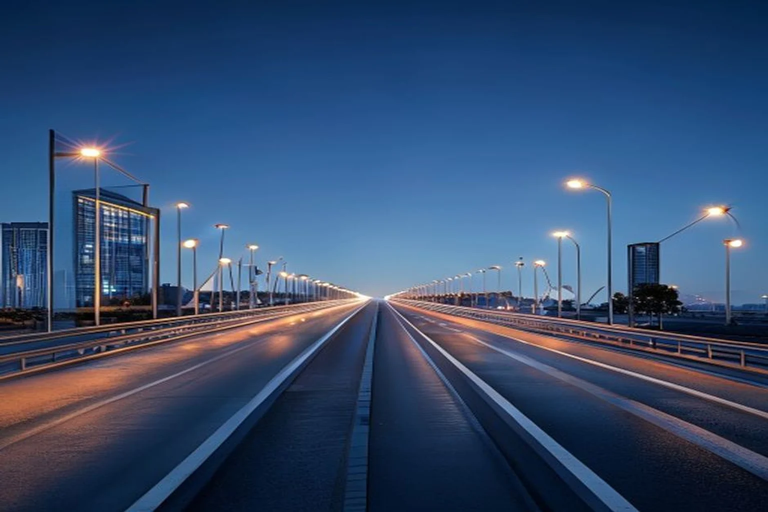 Photoreal Saudi outdoor lighting decision context for Submittal and Commissioning Evidence for GCC Bridge Lighting
