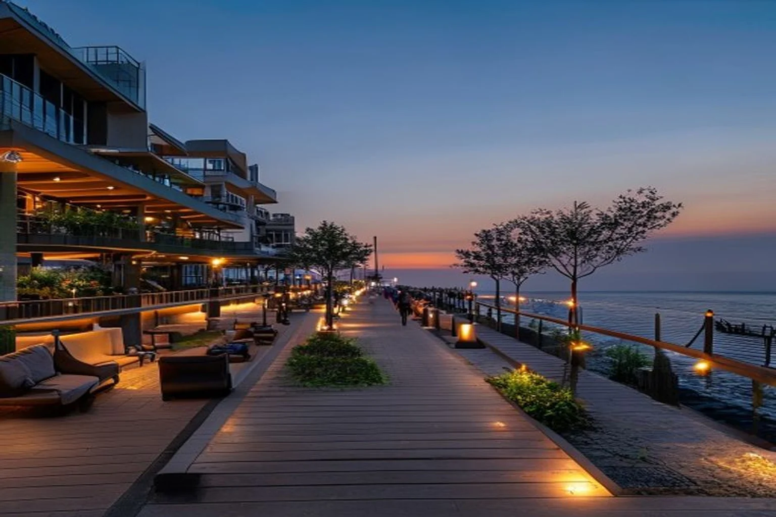 Photoreal Saudi outdoor lighting decision context for Maintenance Zones for GCC Waterfront Outdoor Lighting