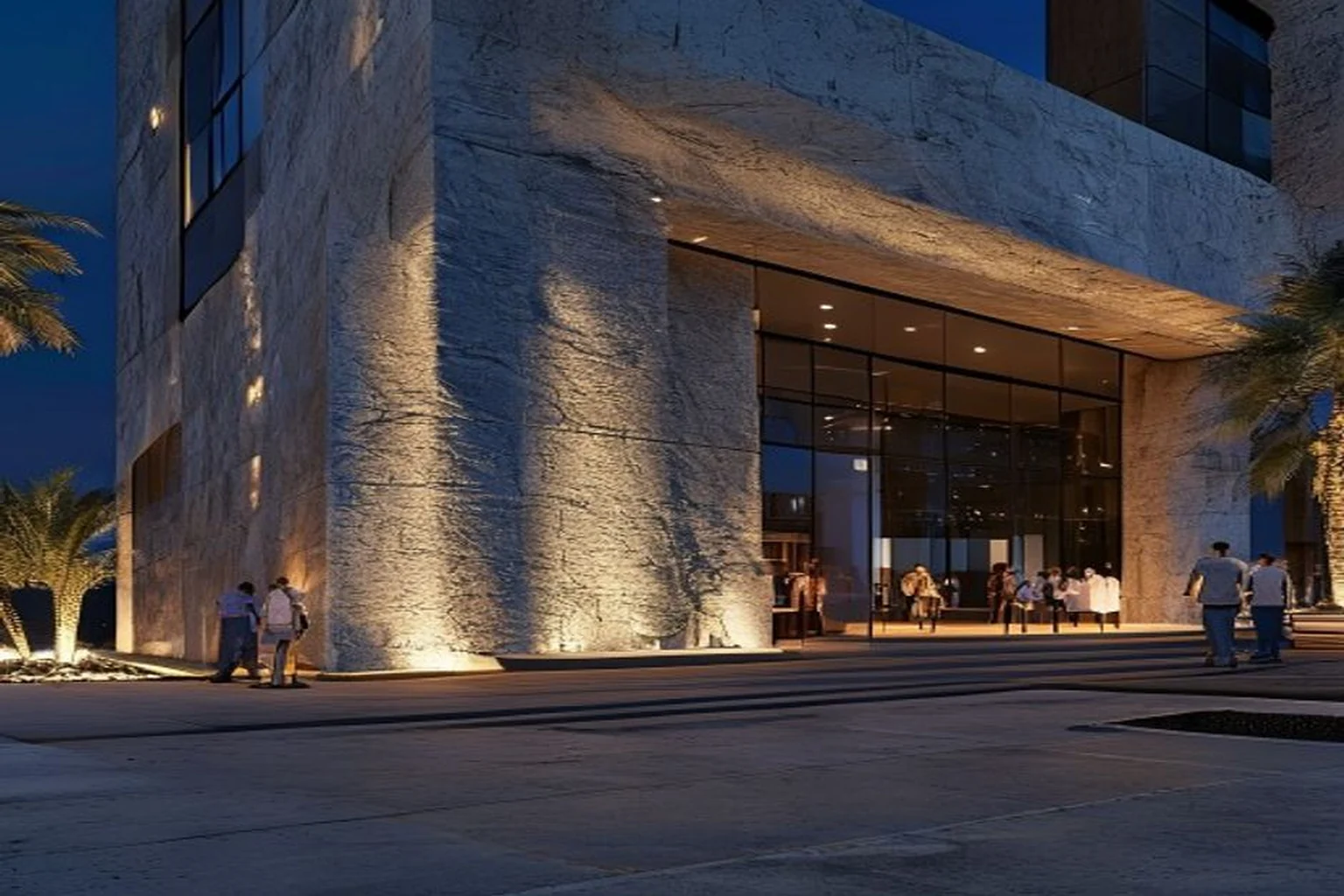Photoreal Saudi outdoor lighting decision context for Hotel Facade Lighting Application Concept: Mock-up to Handover